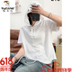 Specht (Tucano) Kurzärärmelte T-Shirt für Frauen 2025 Sommer Neues modisches Revers-Nischen-Design Vielseitig altersreduzierende Schlampe Top White M 100jin [Jin ist 0,5 kg]