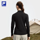 FILA official women's knitted long-sleeved top 2025 autumn fitness sports half-zip simple long T