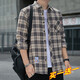 Camisa informal de Pure Yishion a cuadros Plaid Spring y Autumn Camisa de manga larga Top K12108 White M _90-110Jin [Jin equivale a 0.5 kg]
