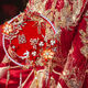 Chinesisches rotes Gold doppelseitig Doppelkreis Runde Lüfter DIY Materialbeutel fertig Produkt Braut Hochzeit Drache Phoenix XiUhe Kleidung Handheld Bouquet Red Make-up/weiße Materialtasche