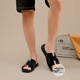 Walker Shop Herren-Sandalen [bevorzugte Top-Layer-Cowide] Neue One-Shot-Flip-Flop-Sommer-Tragen koreanischer Stil personalisierter Strandschuhe schwarz 41