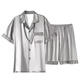 RSY light luxury brand silk pajamas men's summer thin short sleeve shorts large size cool mulberry silk home clothing gray 6630 M height 160-165 weight 100-115 Jin [Jin equals 0.5 kg]