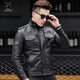 花花公子（PLAYBOY）2025秋冬新款真皮质感皮衣男机车短款修身韩版立领皮夹克休闲外套 黑色- 加绒 L 170码-115-125斤