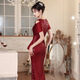 Linyan 2025 neuer Punkt Red Evening Kleid für Frauen Neue Design Paillette Schwerindustrie Fischschwanztemperament Bankett Wein rot l