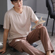 Modal men's pajamas spring and summer thin short-sleeved trousers suit spring and summer teenagers large size home clothes can be worn outside LS2679 short long 5XL male recommendation 200-220Jin Jin equals 0.5 kg