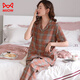 Catman (MiiOW) pajamas for women 2025 new summer short-sleeved trousers pure cotton summer large size women middle-aged mother home clothing set 9922 [pure cotton] [upgraded version] M [recommended 80-95 Jin [Jin equals 0.5 kg]]