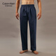 Calvin Klein Unterwäsche 24 Herbst Herren lässiger Brief Full Print Elastic Taille reines Baumwollhaus Pyjama Nm2691 Q91-Blue Dusk Grey S