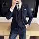Playboy (PLAYBOY) high-end suit suit, men's groom's wedding dress, men's slim suit, business commuter suit, British style three-piece suit, dark green suit + trousers + vest 2XL