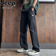 JEEP SPIRIT black American straight-leg pure cotton thin casual trousers spring and summer new versatile loose wide-leg work pants men Tennis light blue 1048 suitable for multiple scenes M (90-105Jin[Jin equals 0.5 kg]) Recommended reference size chart