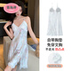 Plastic Meiting summer ice and snow silk sexy nightgown for women with breast pad pure sleeveless suspender skirt thin cool home skirt A11964 M women's style