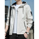 Home Hailan Autumn Jacket Men's 2025 New Spring and Autumn Hooded Regular Youth Loose Jacket Short Solid Color Gown K12131 Black 2XL [Suggested 150-165Jin [Jin equals 0.5 kg]]