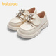 Balabala children's shoes children's small leather shoes princess shoes girls' shoes 2025 spring and autumn new loafers sweet literary off-white 10301 31 (foot length 18.8-19.3/inner length 20.3)