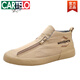 CARTELO 2025 winter men's shoes new style cloth shoes men's plus velvet warm cotton shoes zipper trendy shoes casual shoes canvas shoes 9892 turmeric [single shoes] 39 [leather shoes size]