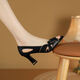 Echter Leder flacher Mund mit Spitzschuhen 2025 Neue High Heels mit Rock, dünnen Absätzen, Fischmundsandalen, Sommerschuhen für Frauen, cremefarbene [niedrige Absätze] 37
