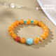 Potala Palace Beeswax Sea Pattern Heather Red Bracelet for Men and Women 925 Silver Inlaid with Hetian Jade Aquamarine Bracelet as a Gift for Your Girlfriend