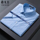 Yager flagship official store short-sleeved shirt for men business casual professional loose fashion versatile formal wear free iron solid color white DX6626 blue plaid 39
