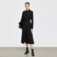 S.DEER Women's 25th New Hepburn Style Lapel Pleated Waist Shirt Dress S25361202 Black/91 S