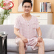 LangSha (LangSha) middle-aged and elderly dad pajamas men's summer cotton silk short sleeve shorts thin model modal ice silk home clothing set 2694 L