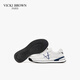 VICKI BROWN VB men's shoes French brand fashionable embroidered white shoes comfortable and versatile casual shoes men's business casual leather shoes white blue 38
