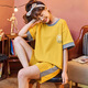 Victorias Stil Sommer kurzärmelig Damen Pyjamas Set Cartoon Loose Girl Home Clothes Casom Cute Dünner Pyjamas Zweiteiler Set D6630 M