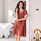 
DROT2025 new nightgown women's pajamas summer ice silk high-end short-sleeved sexy dress real silk home clothes Green orchid 9928 M 160()