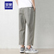 
ROMON high-end cotton casual pants for men 2025 summer thin versatile sports straight pants summer loose gray nine 9904 gray green 3XL size 36