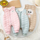 G.DUCKKIDS Newborn Baby Autumn Vest Set 0-6 Months Male and Female Baby One-piece Clothes Cartoon Sleeveless Overalls Winter 7 Pink-Teddy Dog Quilted Wide Shoulder Padded Pants 80cm