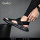 Rowilcs Marque brodée Sandales masculines 2025 Été Nouveau Sandals romains à la tendance pour hommes en améliorant la mode Sports Sports Chaussures Chaussures Black 38