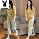 Playboy (PLAYBOY) 2025 new style design is super good and fashionable, small yellow polka dot shirt top pants suit for women in summer, black single pants, picture-flagship model M _Suggested 80-100Jin [Jin equals 0.5 kg]