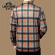 Classic car 100% mulberry silk thin long-sleeved shirt for men and young men casual elastic plaid embroidered non-iron shirt Z9901-Orange [casual drooping feeling does not deform] M 165 Recommended 95-115Jin [Jin equals 0.5 kg]