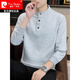 Pierre Cardin stand collar sweatshirt men's spring and autumn trendy Henry collar Polo shirt trendy brand casual men's pullover long-sleeved bottoming shirt WY2288 black style regular XL