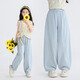 
Hanhan Xiang girls' pants summer thin 2025 new summer clothes children's pure cotton scimitar wide-leg pants casual girls' children's radish 15273 blue 150
