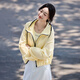 
Shangdubila contrast drawstring hooded sunshade thin coat for women in summer long-sleeved loose slim top commuter jacket