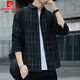 Pier Cardin high-end shirt men's long-sleeved spring and autumn lapel jacket loose top thin casual men's shirt men K12108 gray L