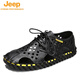 Jeep (Jeep) Sandalen Herren Sommer 2025 Neue echte Leder-Männer Vietnamesische Baotou-Pantoffeln Sommer Fahren weiche Ledersandalen 12033 Black Hongyun 39