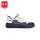 Under Armor children's shoes, men's and women's sneakers, autumn and winter leather warm cushioning, medium and large children's outdoor casual sports shoes, off-white/blue 37.5