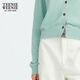 Teenie Weenie Bear Women's Wool Sweater 2025 Autumn New Simple Fashion Light Thin Round Neck Cardigan Mint S