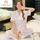 Modal internet celebrity summer pajamas for women ice silk peony flower short-sleeved trousers imitation silk thin home clothes for outdoor wear set 9905 short-sleeved trousers M