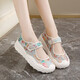 Women's shoes 2025 summer new breathable and lightweight Mary Jane Velcro one foot thick sole anti-slip slow step mother's shoes YGNX-677 blue 40