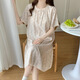 Victoria's style pajamas with chest pad for women in summer 2025 new loose and cute Korean style floral nightgown mid-length home clothing large size M16862 [with chest pad] M