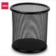 Deli Metal Round Mesh Pen Holder Desktop Storage Box Pen Holder Black 9172 5 Pack