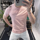 JEEP SPIRIT欧洲站夏季男士短袖t恤2025新款个性简约潮牌时尚刺绣紧修身体恤 黑色 BG6624 2XL (145-155斤)