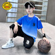 G.Duckkids Little Yellow Duck Boy Summer Ropa de seda de seda Jersey Sportswear Juego de ropa deportiva mediana y grande Verano Summer de manga corta Uniforme de bola de secado rápido Gray-9922 Modelos de 120 cm