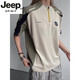 JEEP SPIRIT half-zip contrast stitching jersey short-sleeved men's summer cool quick-drying t-shirt sun protection feather sports cycling jersey white L