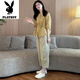 Playboy (PLAYBOY) 2025 new style design is super good and fashionable, small yellow polka dot shirt top pants suit for women in summer, black single pants, picture-flagship model M _Suggested 80-100Jin [Jin equals 0.5 kg]