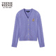 Teenie Weenie Bear Women's Wool Séter 2025 Autumn Nuevo cómodo Ségulo de cuello V de estilo academia de academia