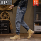 Jeep Spirit Zippers Мужские повседневные брюки 2024 Новая весна, осень и зима чистые хлопковые спортивные брюки мужская одежда 679 Хаки (лето тонкая) 28 размеров (рекомендуется 90-110 джин [Джин равен 0,5 кг])