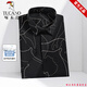 Holzspecker Ice Seide Kurzarm Shirt Herren 2025 Sommer New Business Casual Slim Printed Revers Shirt No gesiedelte Faltenkühlung Schwarzes Muster 165/84a/3895-105Jin [Jin entspricht 0,5 kg]