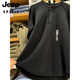 Jeep Spirit High poids Waffle Henry Collar à manches longues T-shirt Men's Curved Hem-Breakfast Breakfast Loose Casual Bottom Shirt Black C4BHB-JX9918 S 90JIN [Jin est égal à 0,5 kg] -110jin [Jin est égal à 0,5 kg]