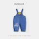 Dudujia children's denim overalls autumn clothing boys versatile woven pants girls autumn loose casual pants cartoon children's clothing denim blue 90